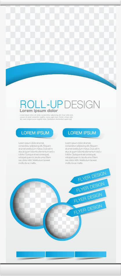 矢量蓝色曲线商务展架免抠