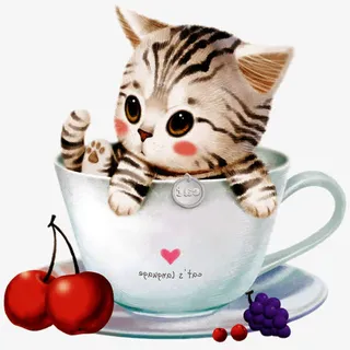 咖啡杯里的猫咪免抠