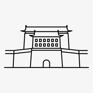 西安城市古楼线条免抠