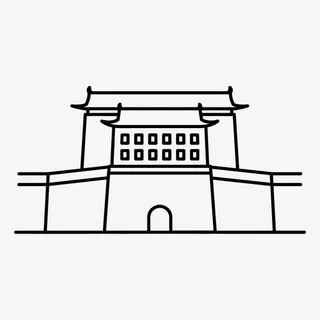 西安城市古楼线条免抠