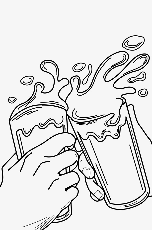 手绘啤酒碰杯免抠手绘/卡通手绘元素
