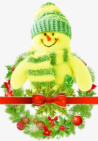 青色毛绒雪人素材免抠