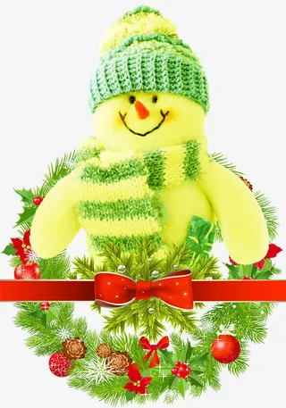 青色毛绒雪人素材免抠