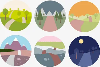 矢量山村道路图标免抠