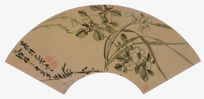 花草装饰扇面免抠