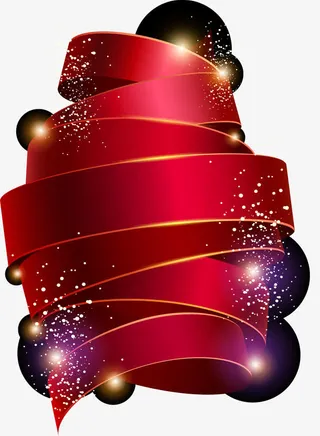 红色闪耀绸带免抠