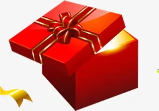 手绘红色礼盒光效免抠