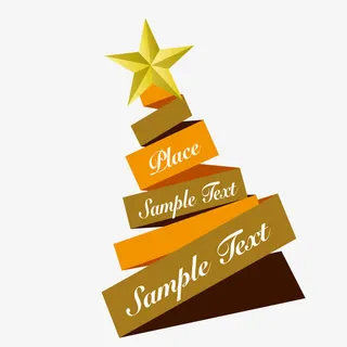 丝带圣诞树折扣标签矢量素材_免抠