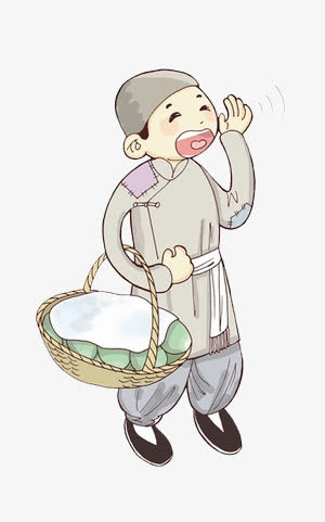 卡通吆喝的小贩免抠