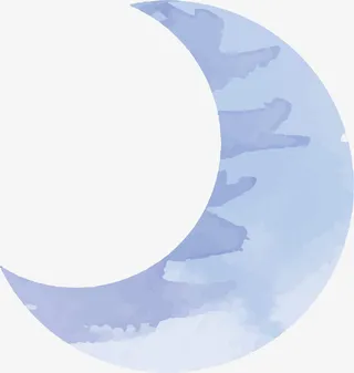 紫色水彩扁平弯月免抠