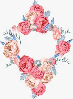 手绘复古花朵边框免抠
