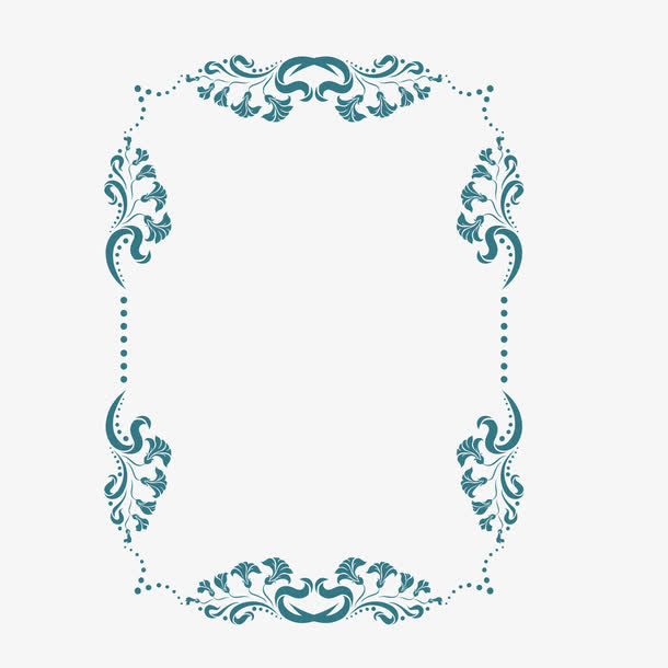 矢量矩形曲线花边欧式边框免抠