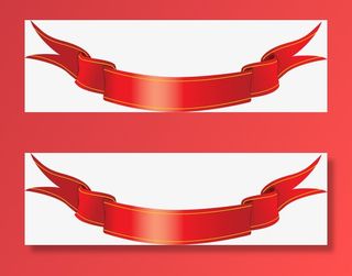 红色彩带主题周年庆海报免抠