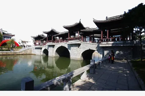 古桥上的亭子免抠