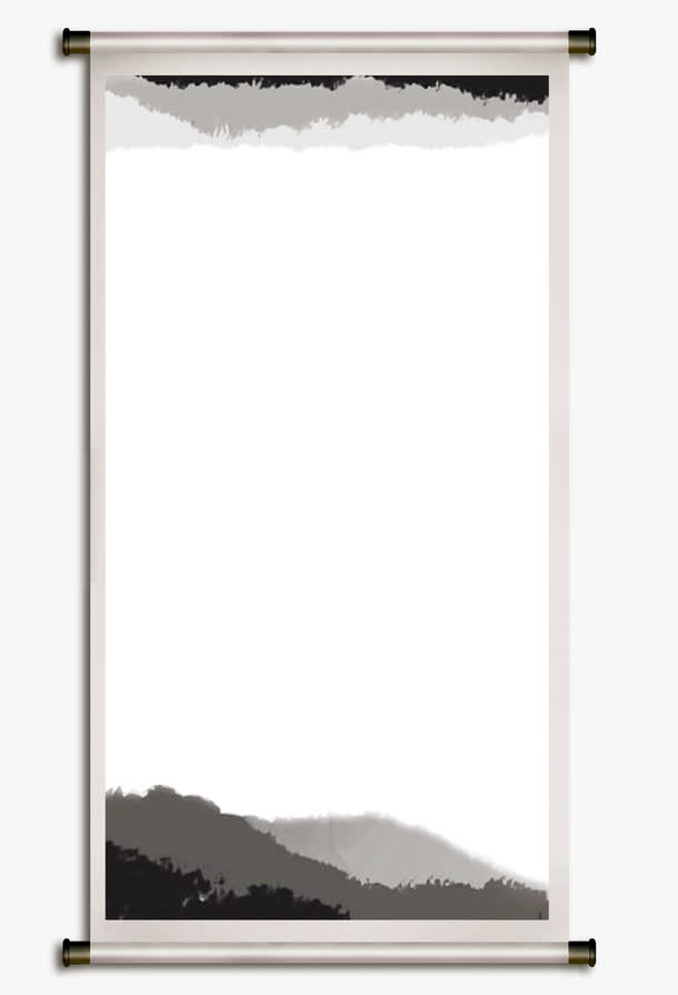 水墨画卷轴免抠