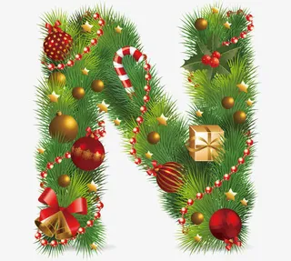 数字字母 礼盒装饰 字母N免抠