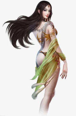古风纹身秀气美女游戏人物免抠