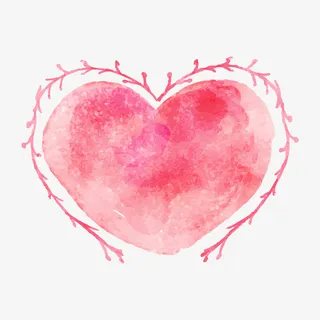 粉色水彩风格免扣爱心免抠