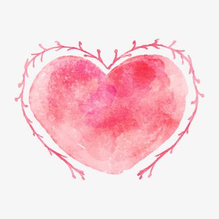 粉色水彩风格免扣爱心免抠