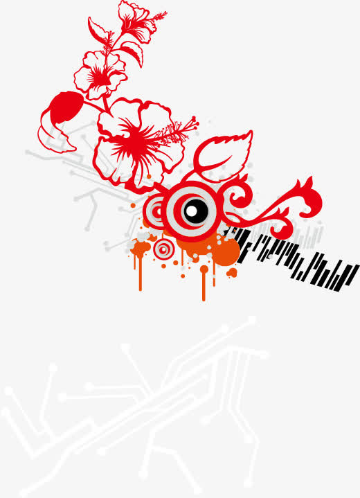 红色花卉矢量图片免抠