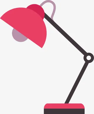 红色学生家用台灯免抠