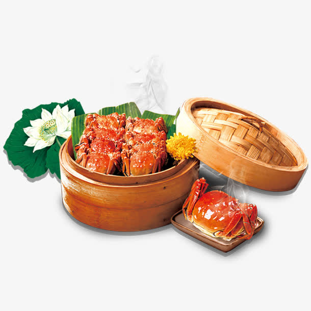 蒸螃蟹素材免抠
