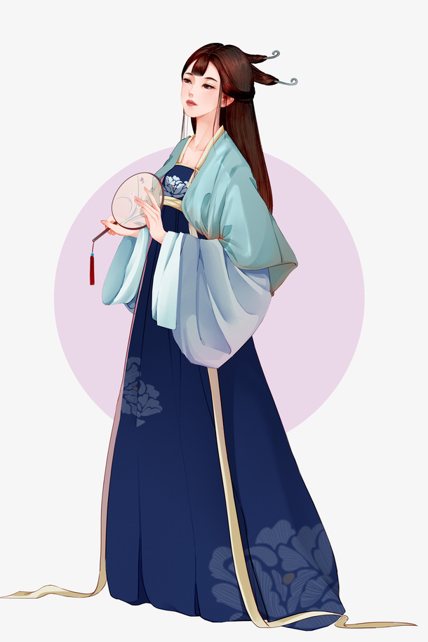 汉服封面墨色古典美女人物免抠