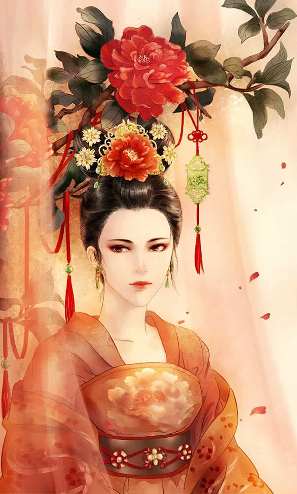 手绘中国风霸气妃子免抠