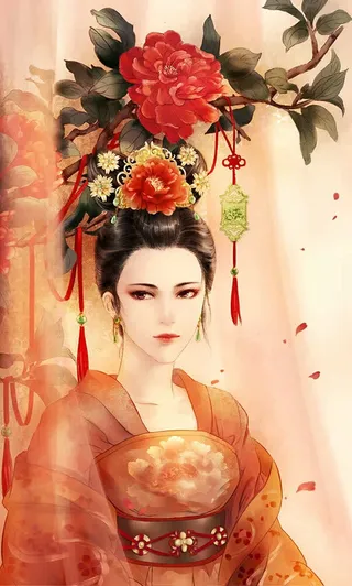 手绘中国风霸气妃子免抠