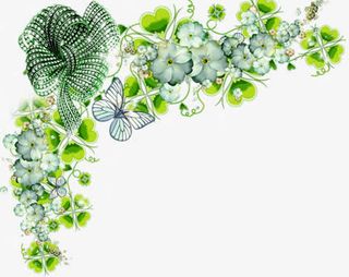 绿色发光边角花边框免抠装饰边框元素