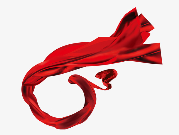 产品实物红色飘纱免抠