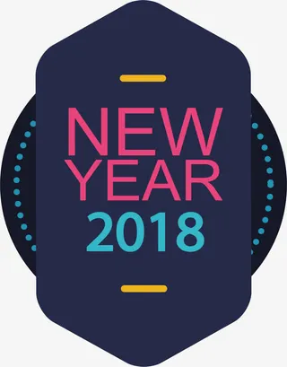 深蓝色组合新年标签免抠