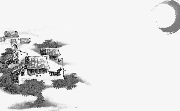 手绘古镇免抠