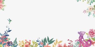 手绘清新花朵装饰背景免抠