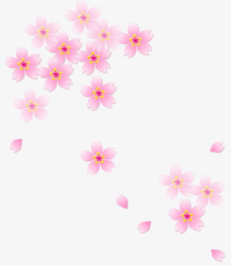 卡通桃花不规则飘落免抠