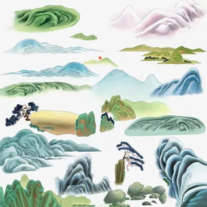 中国山水素材海报元素2免抠