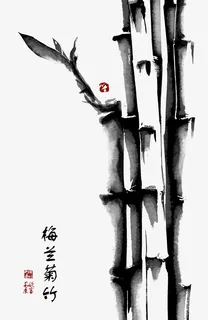 水墨绘竹免抠