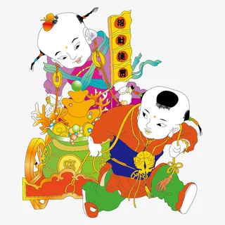 春节元素 新年 传统文化 招财童子免抠