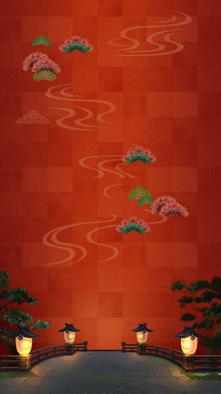 中国风古风红色H5背景高清