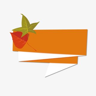 绿色矢量扁平化精美枫叶转折标签免抠