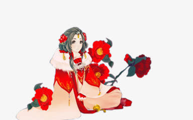 古典风水墨红衣妖娆美女图片免抠