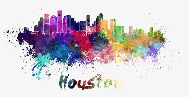 彩色城市剪影免抠