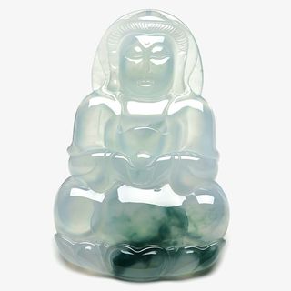 冰种飘花翡翠观音牌免抠