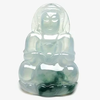 冰种飘花翡翠观音牌免抠