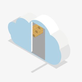 卡通立体云仓库图标免抠