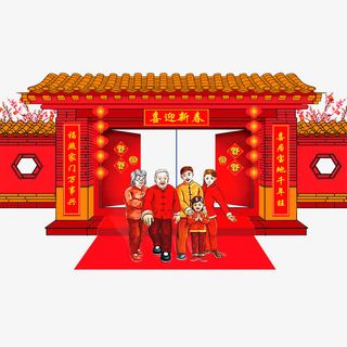 中国风新年元素建筑免抠