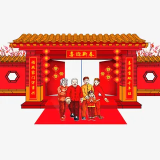 中国风新年元素建筑免抠