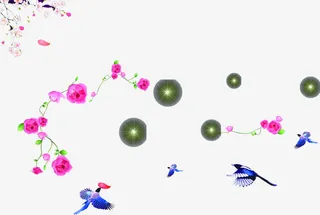 七夕喜鹊玫瑰花梅花免抠