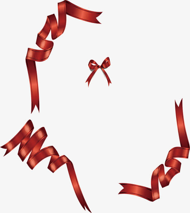 漂亮红色飘带矢量免抠