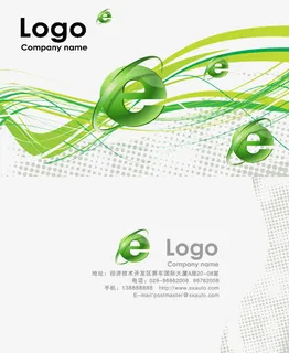 绿色线条网络信息名片免抠